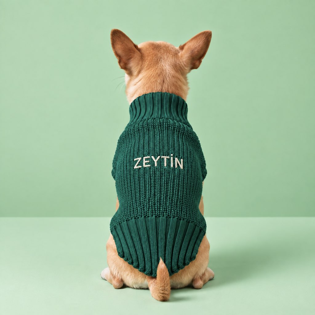 İsimli Köpek Kazağı (Yeşil)