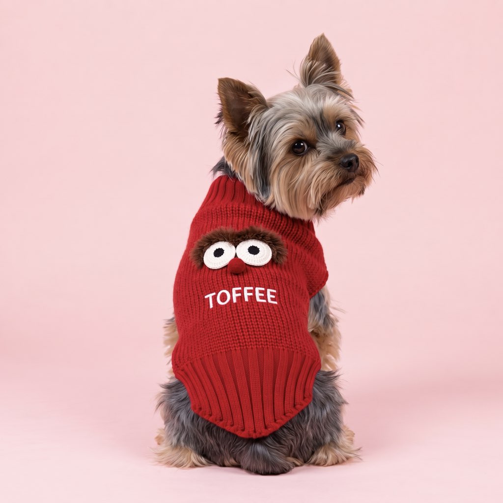 isimli köpek kazağı aplike
